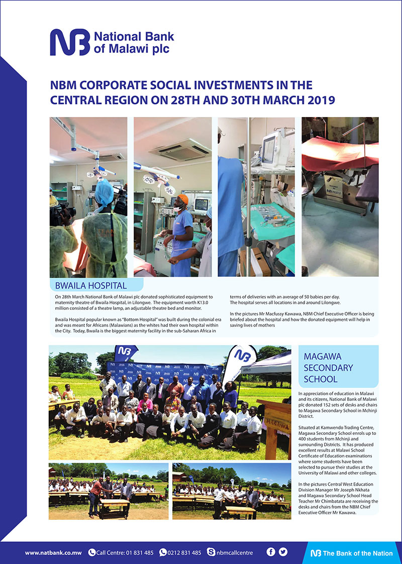 Nbm Corporate Social Investments in the Central Region on 28th and 30th March 2019 