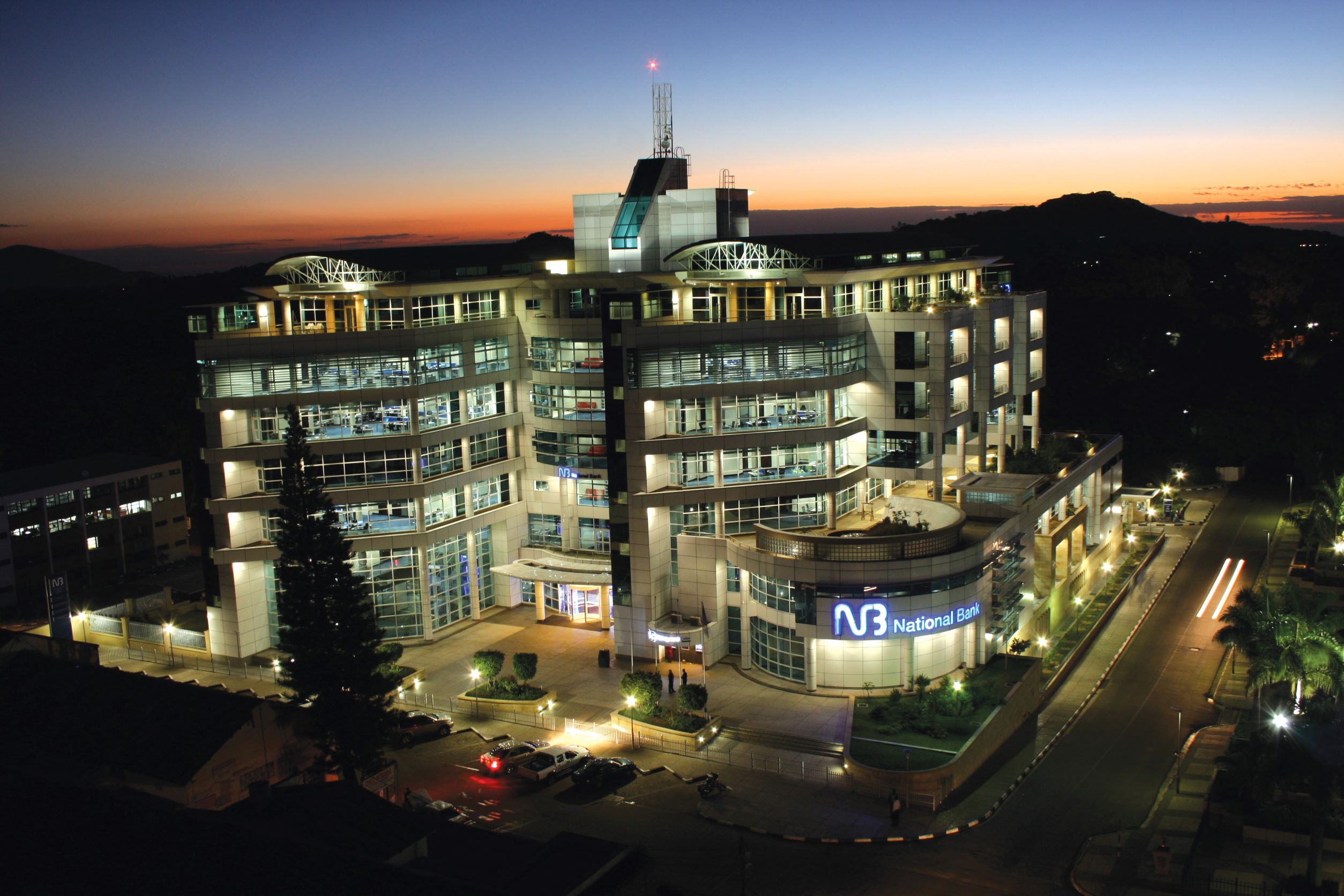 National Bank Towers and Business complex captured at night