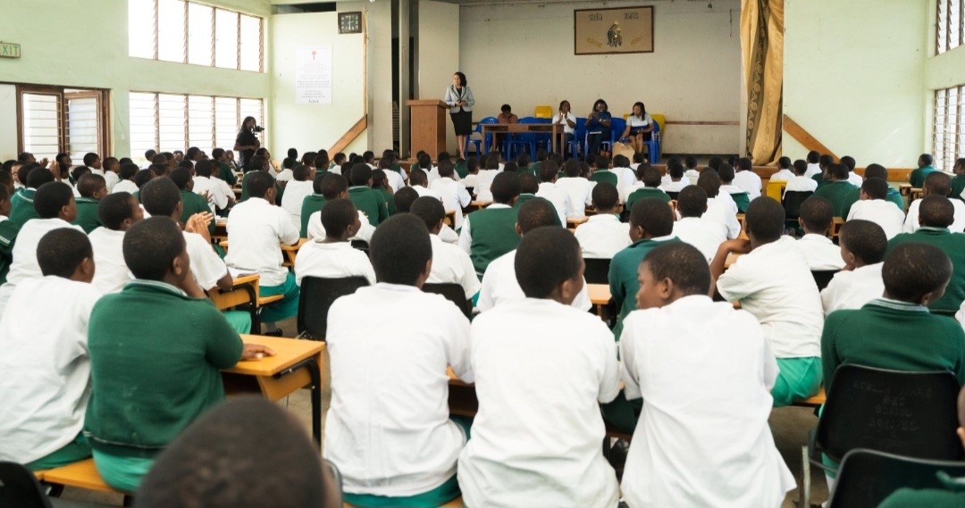 Enala Chirwa addresses Stella Maris Secondary School students